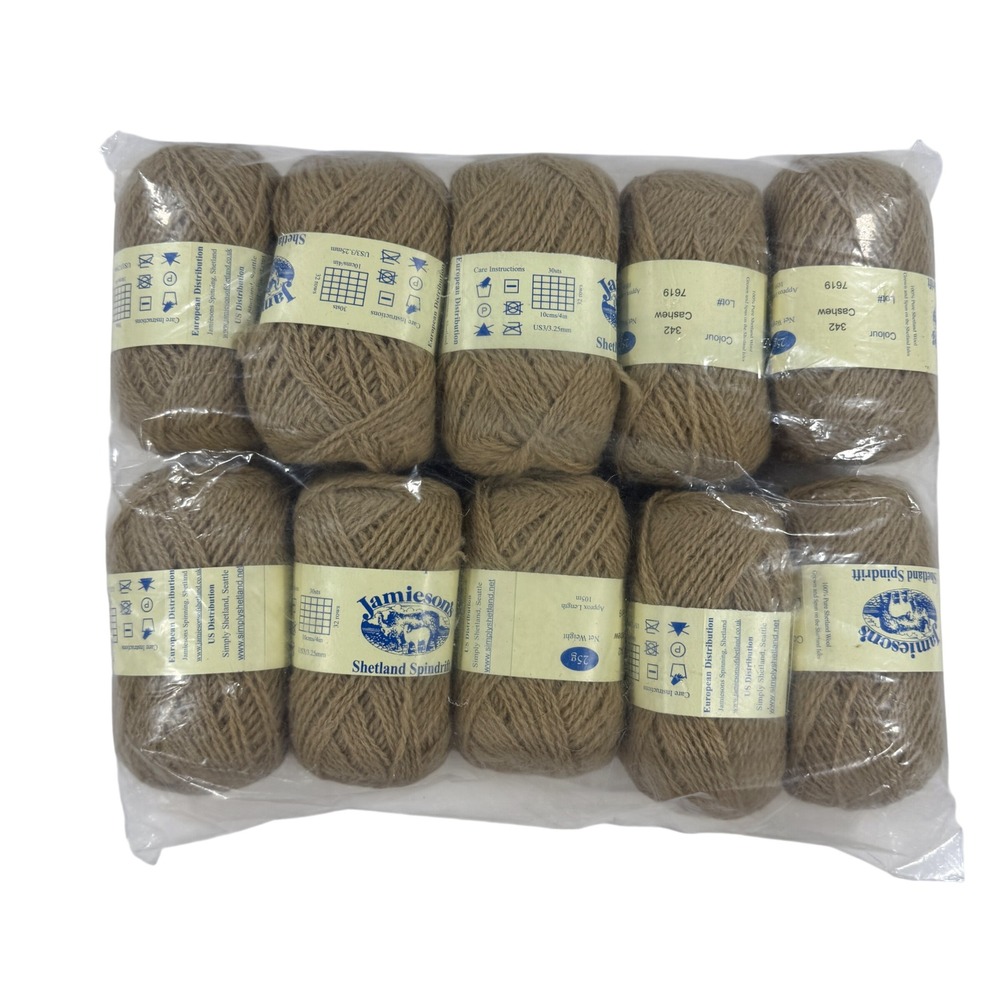 Jamieson's Shetland Spindrift Wool Yarn 10 Skeins Cashew Lot 7619 250g Total